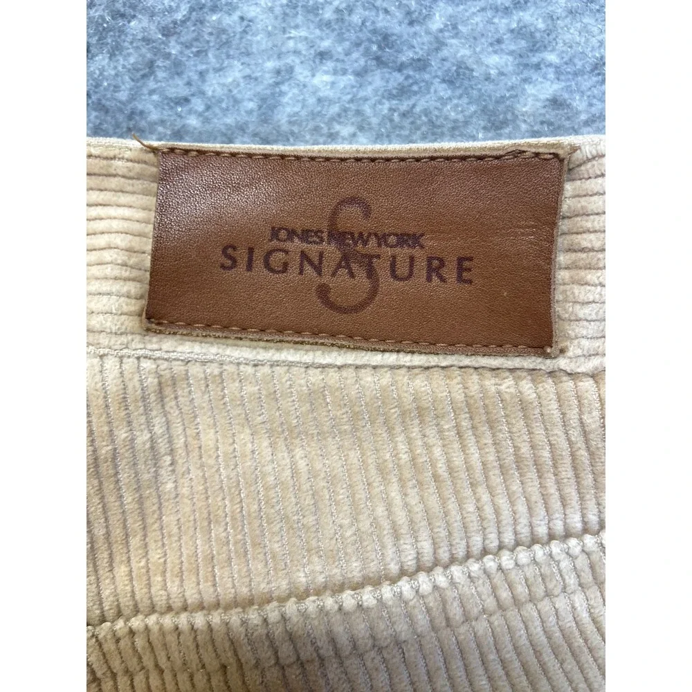 Jones New York‎ Signature Corduroy Pants Womens 2P Tan Fair Straight Leg Petite